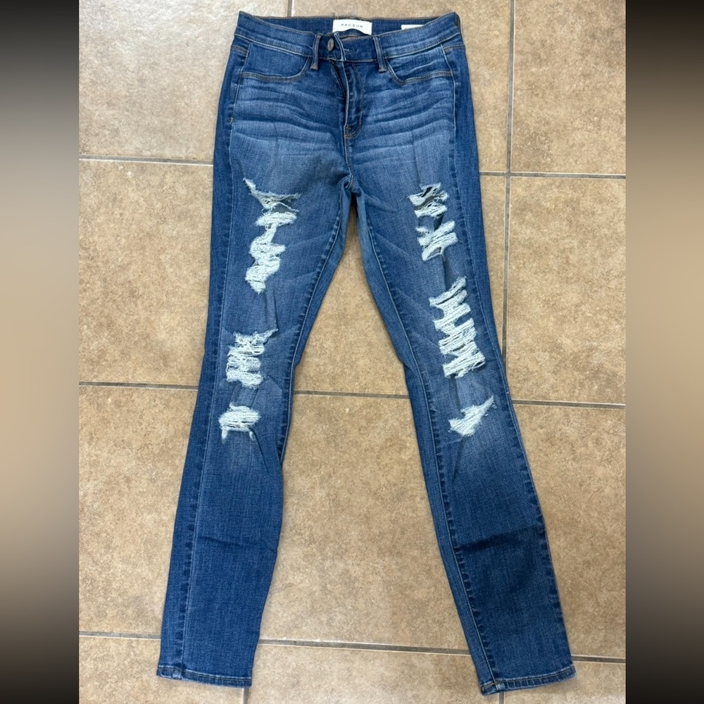 PacSun Ripped Blue Skinny Jeans